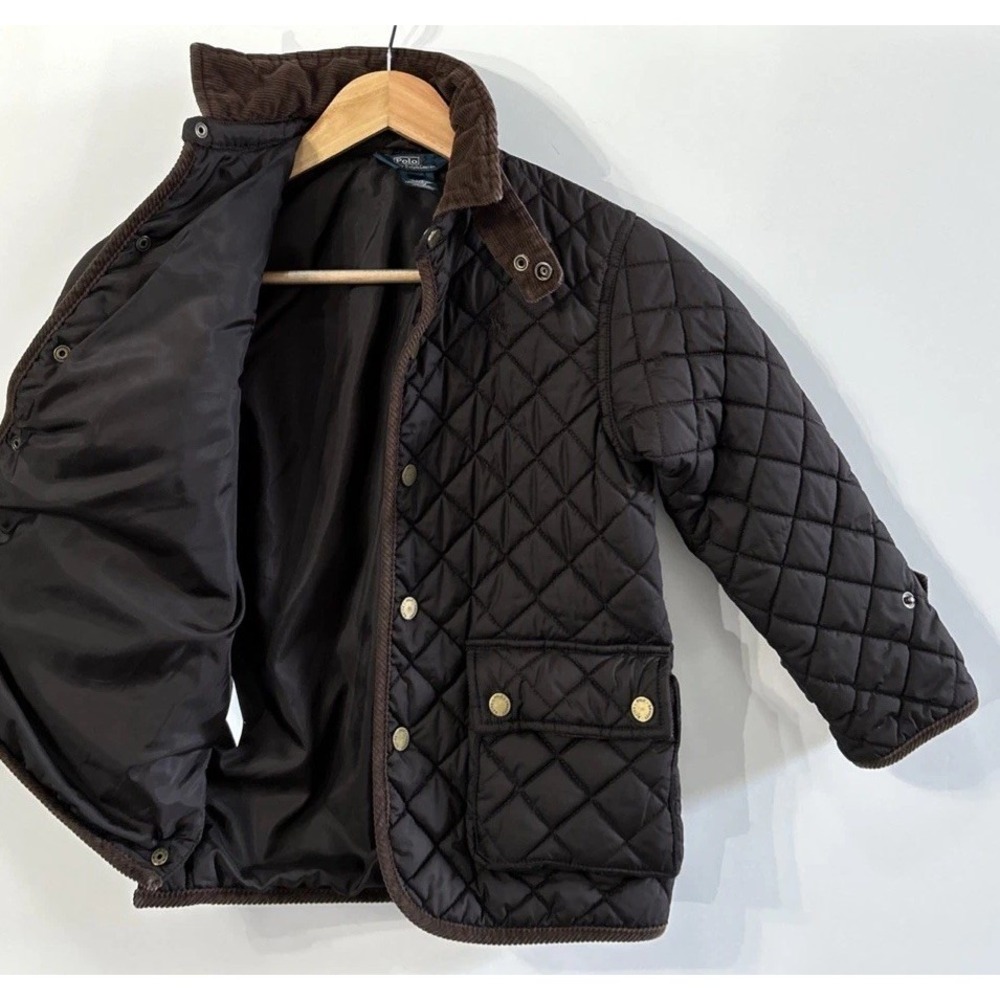 Ralph Lauren Vintage Diamond Quilted Jacket Corduroy Trim Sz 4/4T NICE